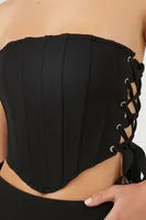 Women's Lace-Up Corset Tube Top Black