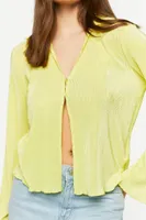 Women's Lettuce-Edge Bell-Sleeve Shirt in Yellow Small