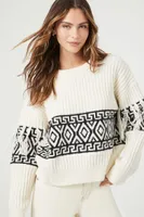 Women's Geo Fringe-Trim Sweater Large