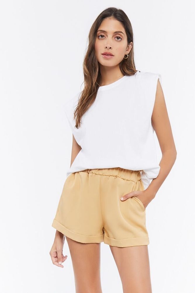 Women's Paperbag Mid-Rise Shorts in Safari Large