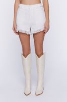 Women's Tweed Frayed-Trim High-Rise Shorts in White/White Large