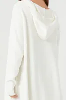 Women's Hooded Duster Cardigan Sweater in Cream Large