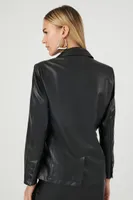 Women's Lace-Up Faux Leather Jacket in Black Small