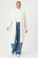 Women's Open-Front Cardigan Sweater in Cream, 1X