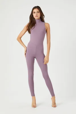 Women's Contour Mock Neck Jumpsuit in Grape Shake Small