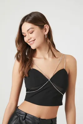 Women's Rhinestone Box Chain Bralette