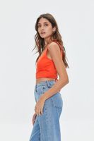 Women's Lace-Back Crop Top in Orange Large