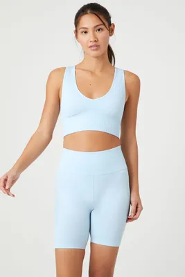 Women's Active Seamless Biker Shorts in Light Blue Small