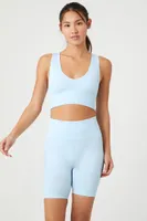 Women's Active Seamless Biker Shorts in Light Blue Large