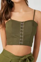 Women's Sweetheart Cropped Cami in Green, XL