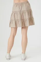 Women's Peasant Mini Skirt in Taupe Large