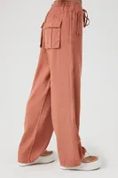 Women's High-Rise Drawstring Wide-Leg Pants in Brick, XS