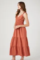 Women's Crochet-Trim Tassel Midi Dress in Clay Large