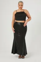 Women's Faux Leather Maxi Skirt Black,