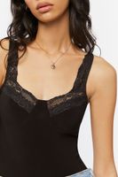 Women's Floral Lace-Trim Bodysuit Small