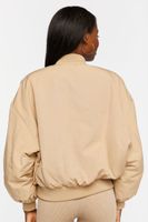 Women's Zip-Up Utility Bomber Jacket in Khaki Medium