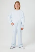 Kids Fleece Cargo Pants (Girls + Boys) in Baby Blue, 13/14