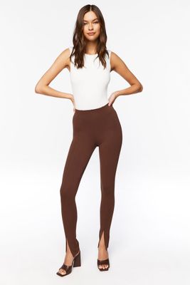 Women's Split-Hem Skinny Pants in Walnut Medium