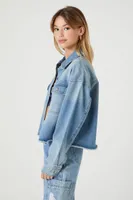 Women's Cropped Denim Jacket in Medium Denim, XS