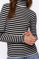 Women's Striped Turtleneck Long-Sleeve Top in Black/Cream Medium