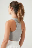 Women's Active Cropped Racerback Tank Top in Heather Grey Large