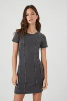 Women's Ribbed Knit T-Shirt Dress in Black Small