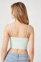 Women's Ribbed Knit Cropped Cami in Pistachio Small