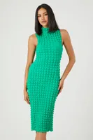 Women's Quilted Bodycon Midi Dress in Green Medium