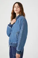 Women's Denim Bomber Jacket in Medium Denim Small