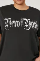 Women's New York Graphic T-Shirt in Black/White, 1X