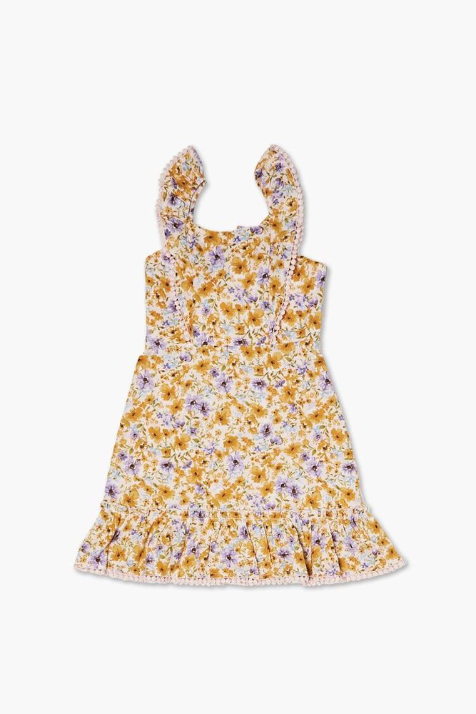 Girls Floral Print Dress (Kids) in White, 11/12