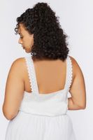 Women's Lace Trim Crop Top in White, 0X