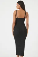 Women's Bodycon Ribbed Sweater Dress in Black/Silver Large