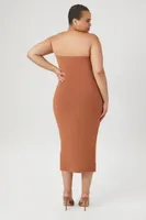 Women's Bodycon Tube Midi Dress in Chestnut, 3X