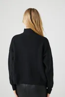 Women's Ribbed Knit Turtleneck Sweater in Black, XL