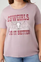 Women's Cowgirls Graphic T-Shirt in Purple, 2X