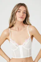 Women's Floral Mesh Corset Bra in Sandshell Small