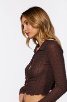 Women's Mesh Cutout Button-Front Shirt