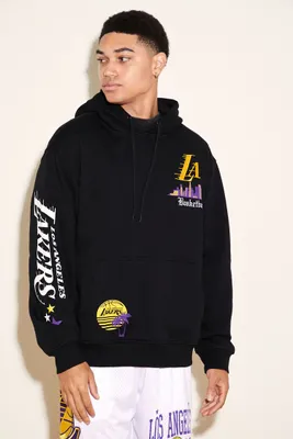 Men Los Angeles Lakers Embroidered Hoodie in Black Small