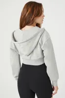 Women's Cropped Zip-Up Hoodie in Heather Grey Medium