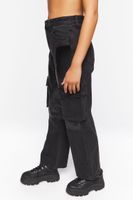 Women's Faux Leather Cargo Jeans Black,