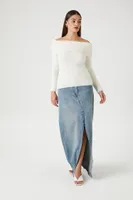 Women's Fuzzy Knit Off-the-Shoulder Sweater