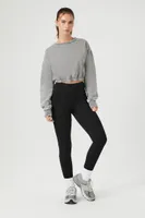 Women's Active Fleece Cropped Pullover in Dark Grey Medium