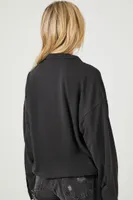 Women's French Terry Zip-Up Jacket in Washed Black Medium