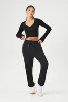 Women's Active Fleece Drawstring Joggers in Black, XS