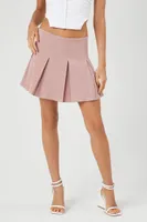 Women's Pleated Mini Skirt in Mauve Medium