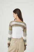 Women's Striped Shrug Sweater in Olive, XS