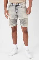 Men Moto Denim Shorts Light Denim,