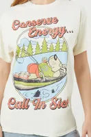 Women's Oversized Conserve Energy T-Shirt in Cream, Size S/M