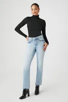 Women's Sheer Ribbed Knit Turtleneck Top